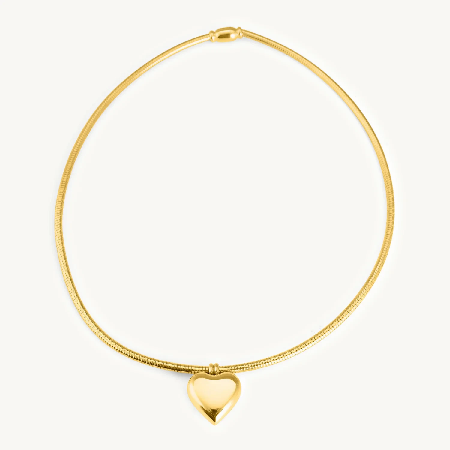 Gold Omega Chain with Heart Pendant