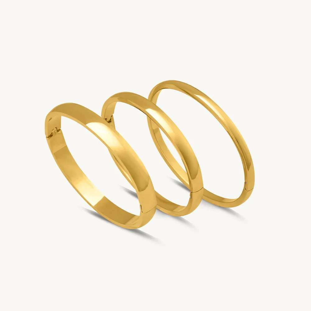 Elliptical Grace Gold Bangle Bracelet